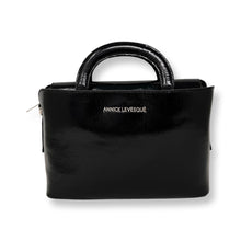 Sac à main en cuir Clarence Moyen, deux en un, Noir Patin