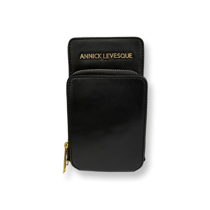 Small Black Genuine Leather Shoulder Bag, Marie-Josée