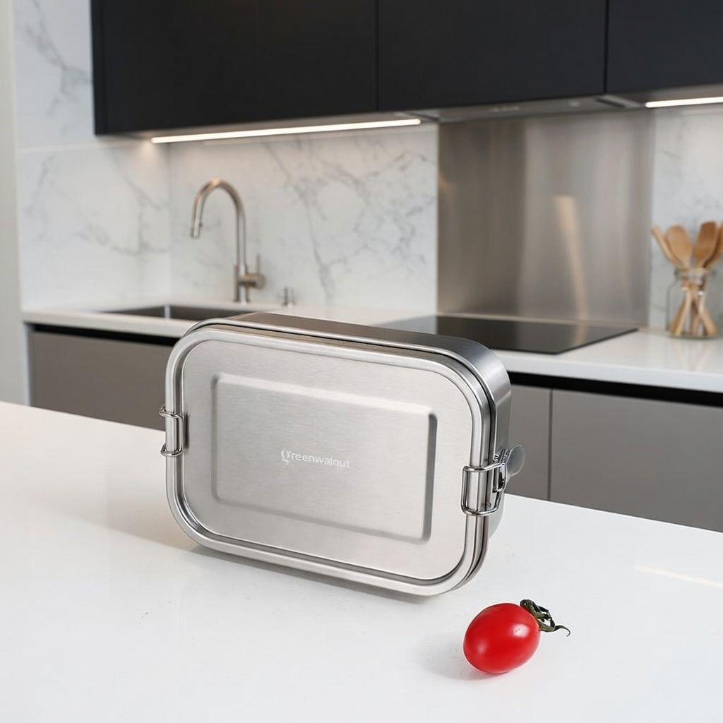 Stainless Steel Bento Lunch Box with Divider – Leakproof Food Storage Container, Reusable Metal Lunch Box for Kids & Adults | 1400 ML