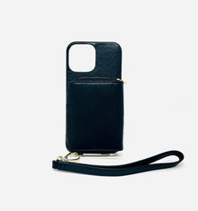 Porte-cartes en cuir Maylia, Noir