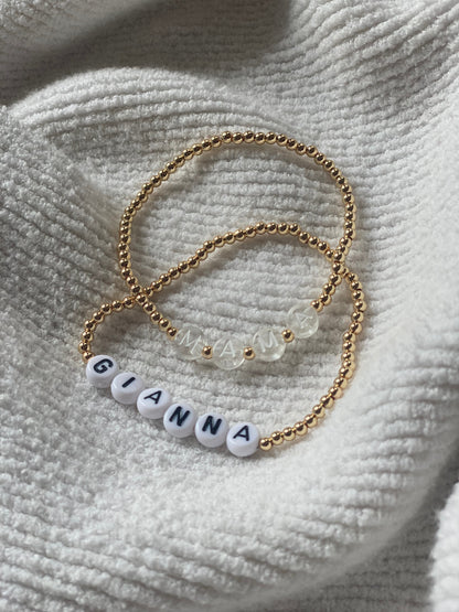 Bracelet prénom personnalisé 3mm en or 14K rempli