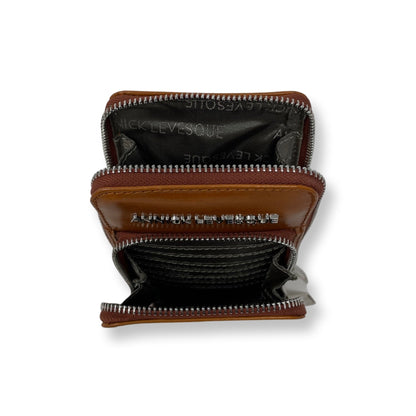 Cognac leather crossbody bag - Marie-Josée