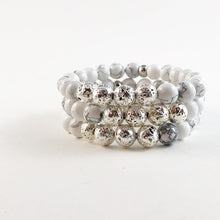 Bracelet en laves d'argent et howlite blanche