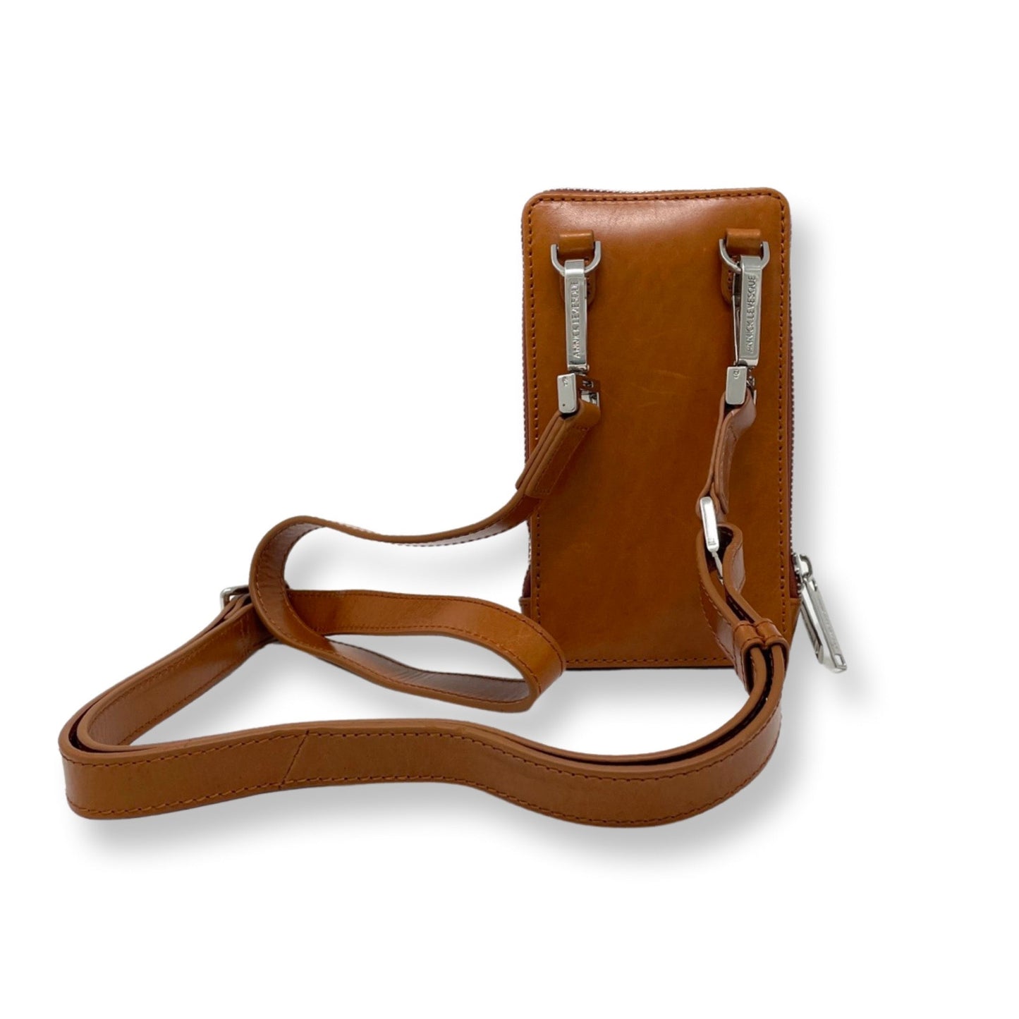 Cognac leather crossbody bag - Marie-Josée