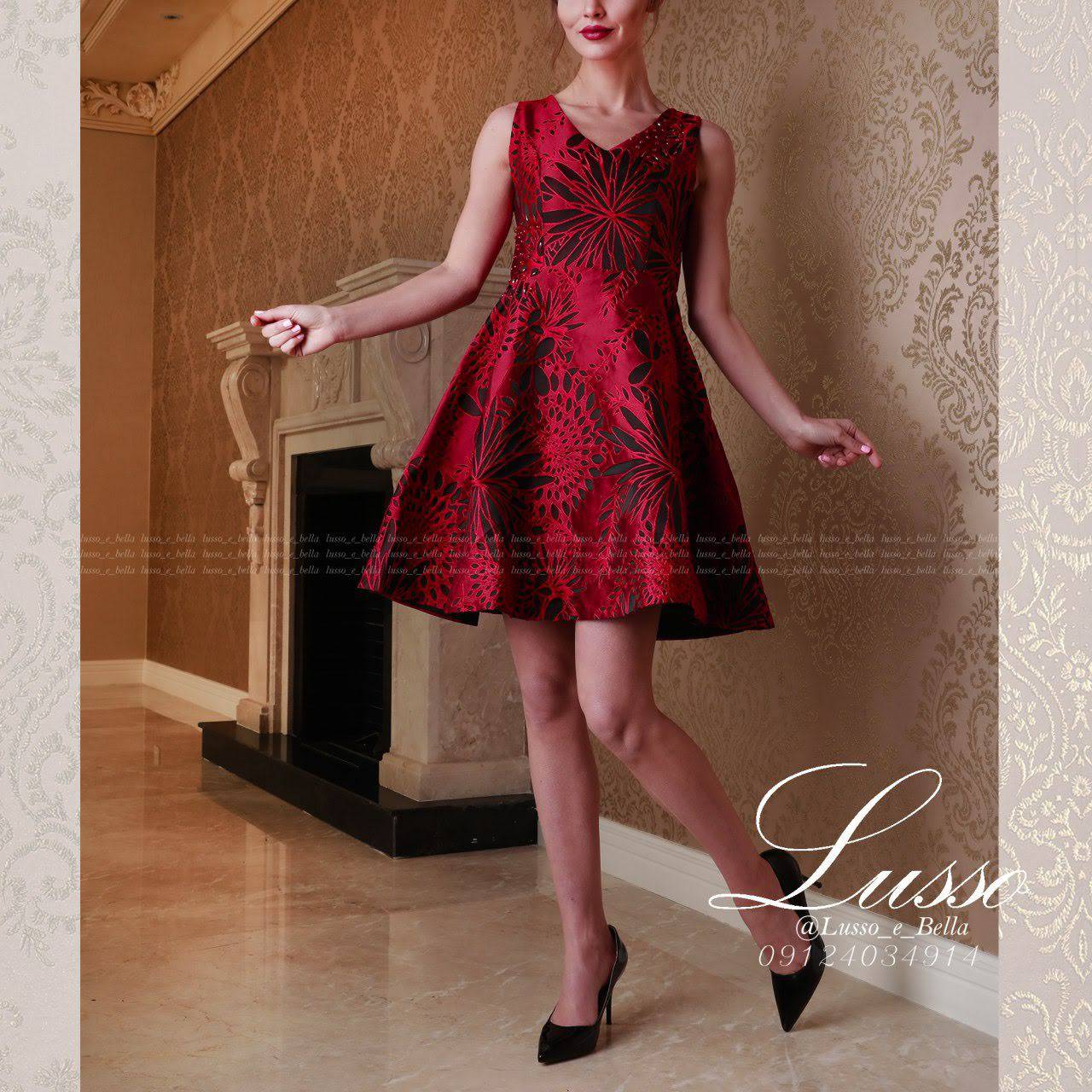 Robe Sasy évasée et perlée