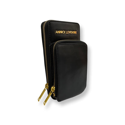 Small Black Genuine Leather Shoulder Bag, Marie-Josée