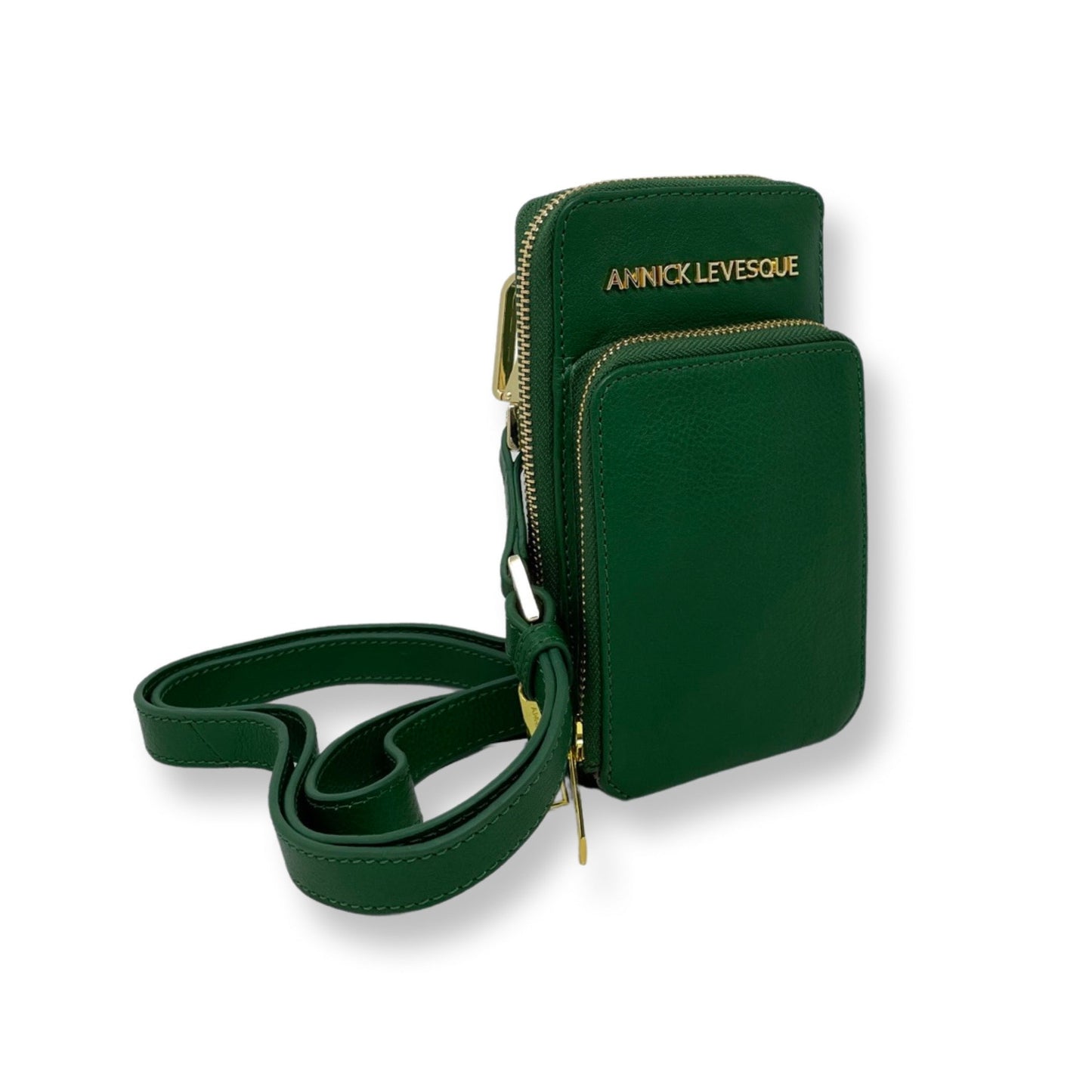 Small Dark Green Genuine Leather Shoulder Bag, Marie-Josée
