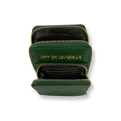 Small Dark Green Genuine Leather Shoulder Bag, Marie-Josée