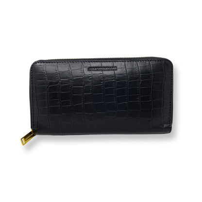 Anna Leather Wallet, Black Croco