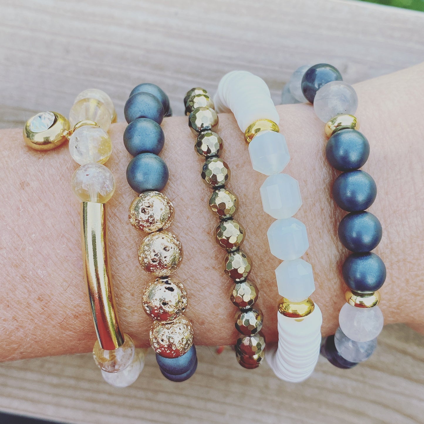 Bracelet jonc en citrine et or