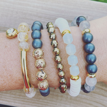 Bracelet jonc en citrine et or