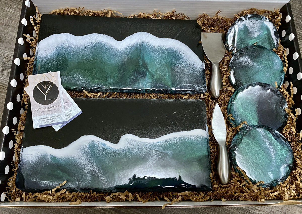 Natural Slate Charcuterie Board with Coasters