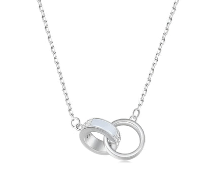 Interlocking Circles: Sterling Silver Double Ring Chain Necklace