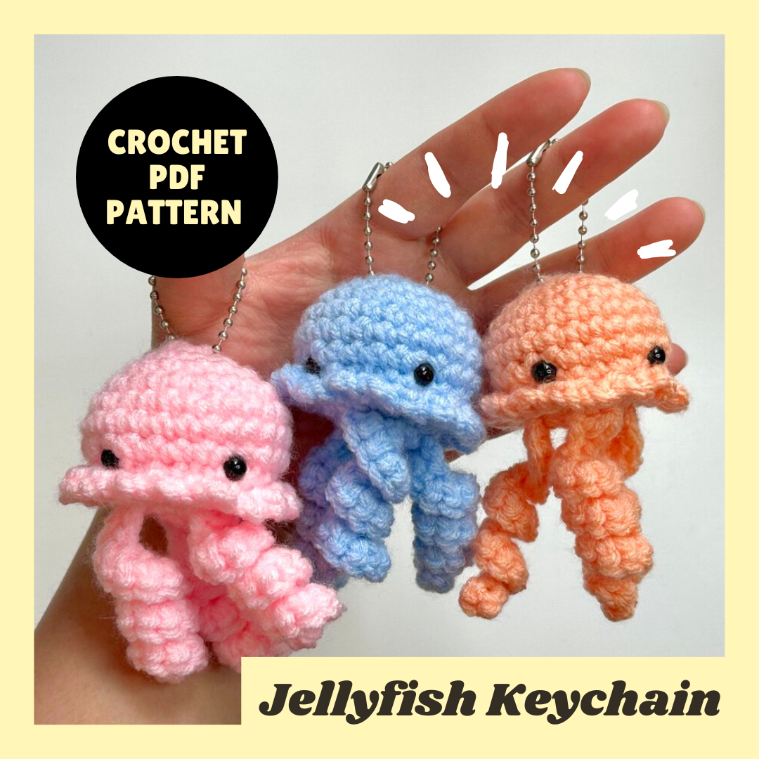 Crochet Jellyfish Keychain Pattern PDF Download Beginner Friendly