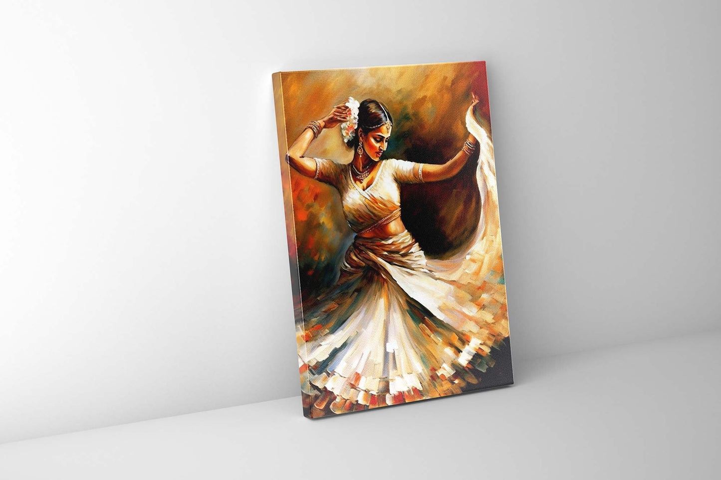 Art Mural - Danse en orange - Beaux-Arts - Vernis doré - Impression sur toile