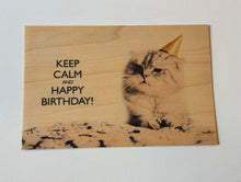 Carte postale en bois - Keep Calm Cat