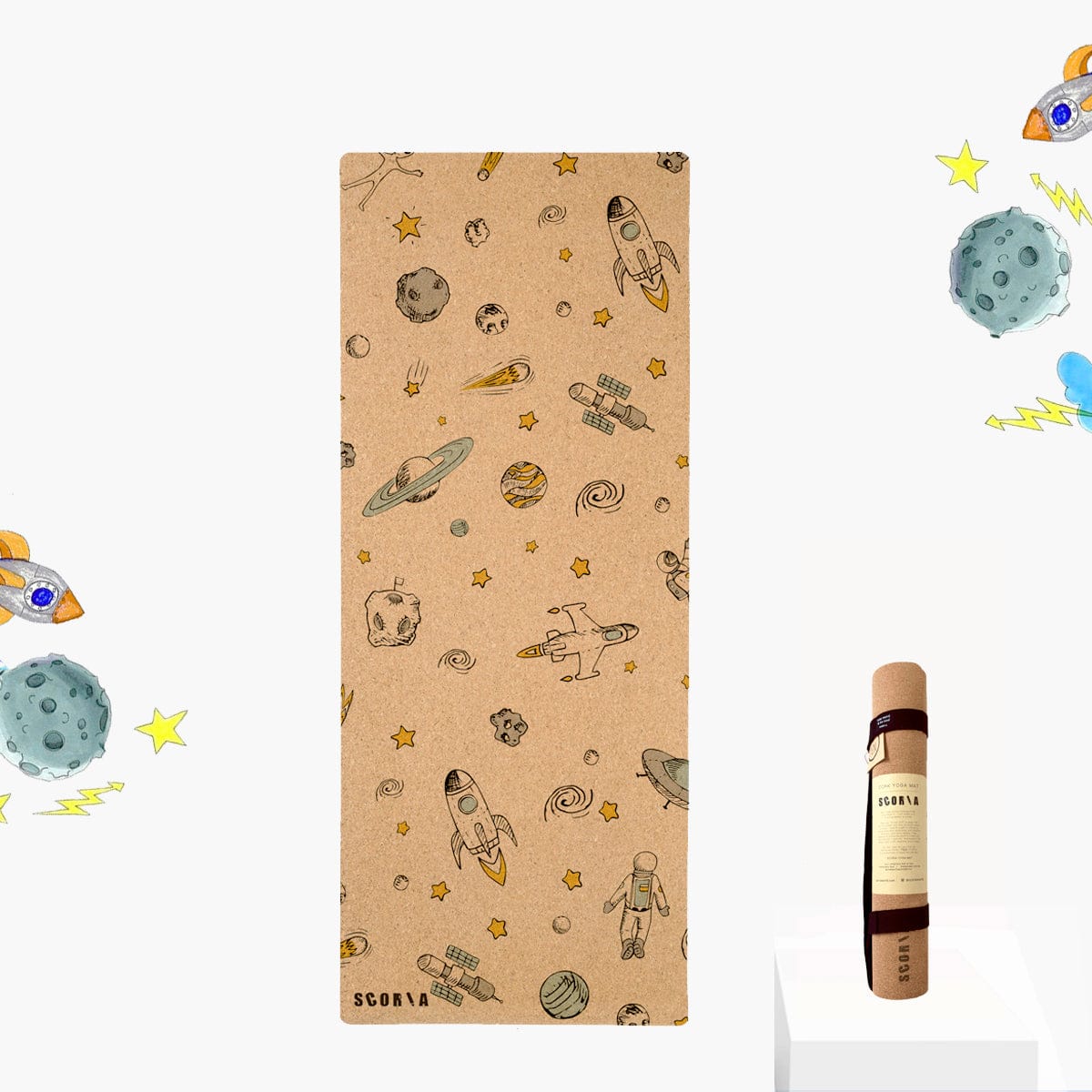 Tapis de jeu et de yoga en liège Kids Space
