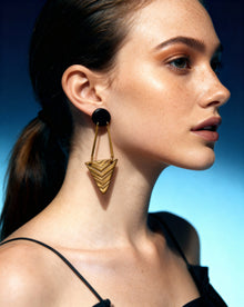Black & Gold Art Deco Earrings Handmade- "Dupa"