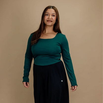 Ladies Bamboo Eva Sculpted Square Neck Crop | Juniper