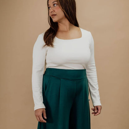 Ladies Bamboo Eva Sculpted Square Neck Crop | Black