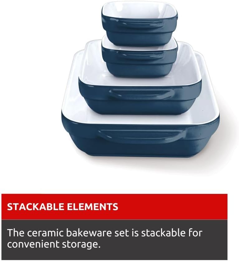 LAGOSTINA L913411404B Blue Ceramic 4 Piece Bakeware Set