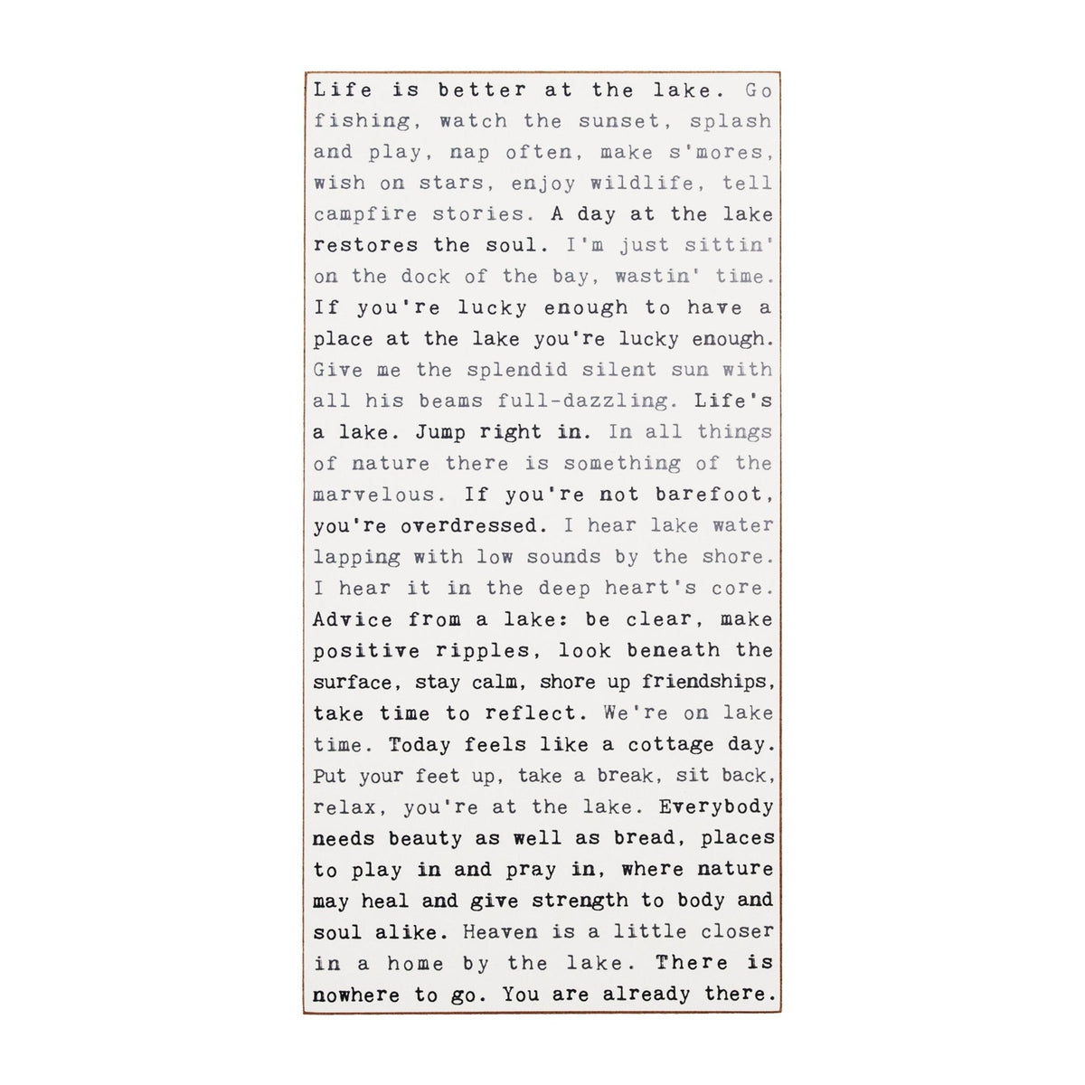 Typewriter Sign - Lakes