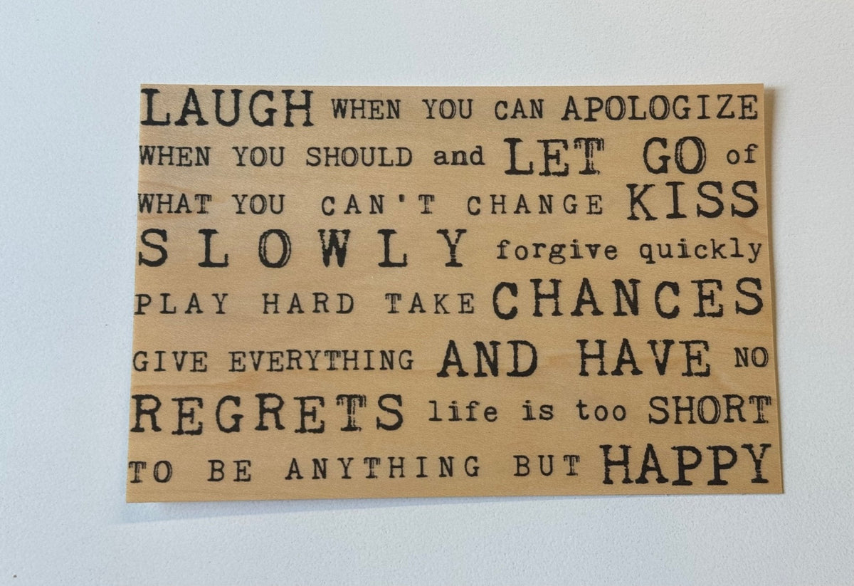 Wood Postcard - Laugh When You Can