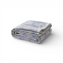 Lemon Tree Stone Washed Cotton Reversible Throw Blanket - Blue
