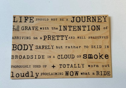 Wood Postcard - Life should not be a journey