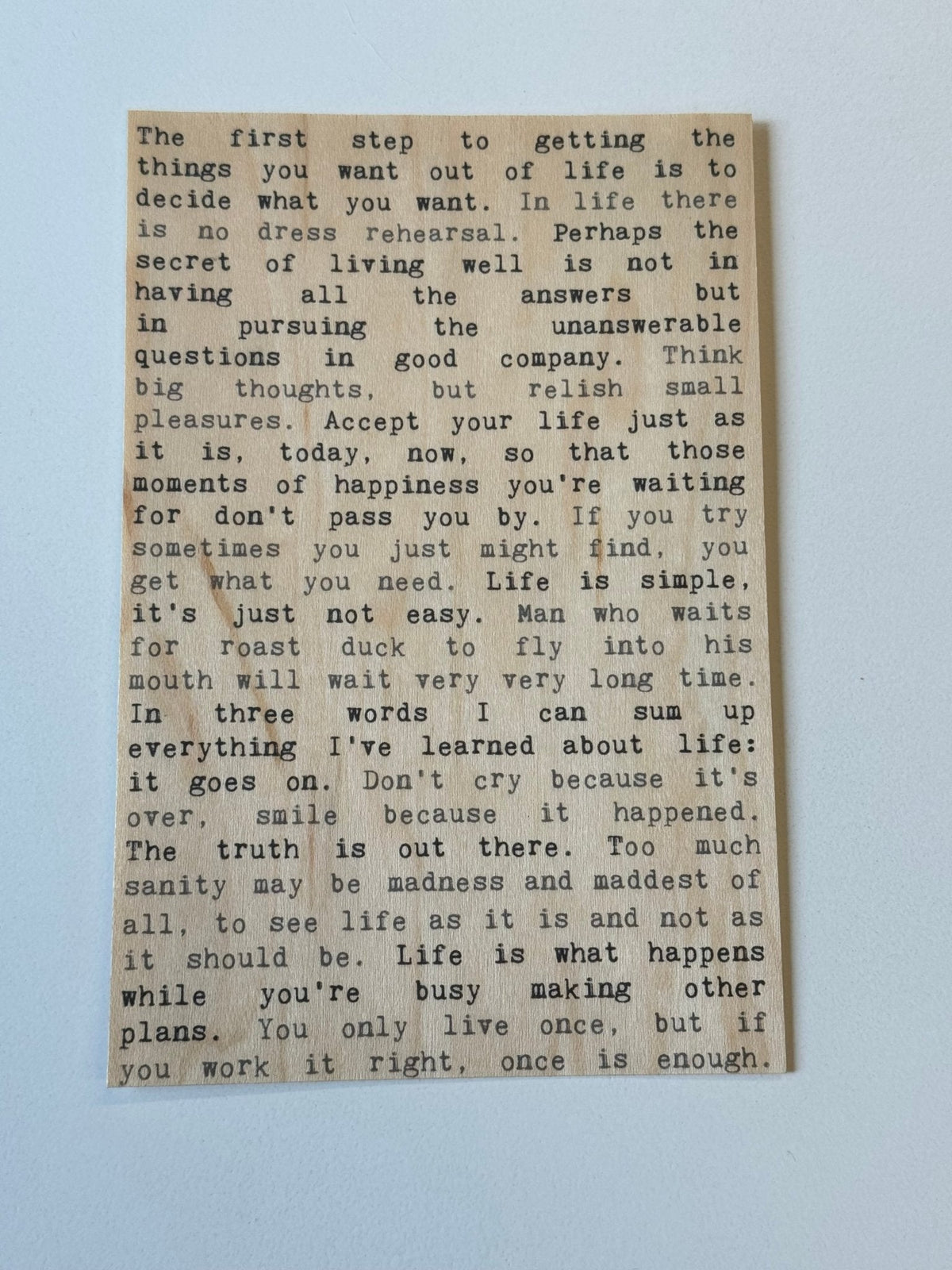 Wood Postcard - Life