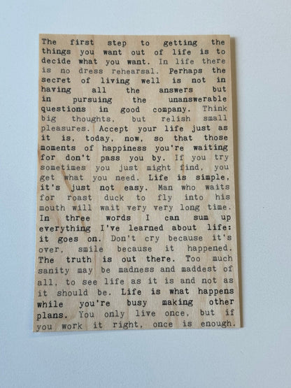 Wood Postcard - Life
