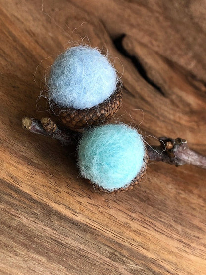 Acorn Stem | Felted | Baby Blue & Turquoise
