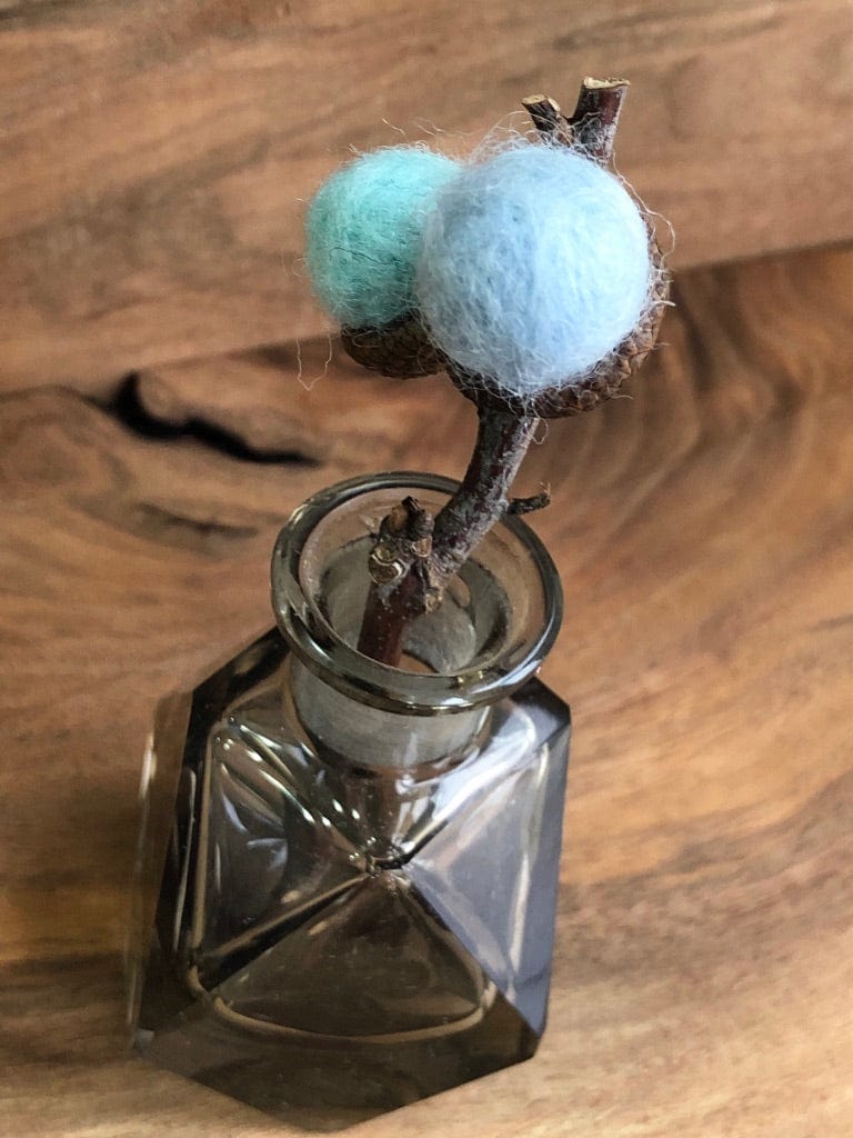 Acorn Stem | Felted | Baby Blue & Turquoise