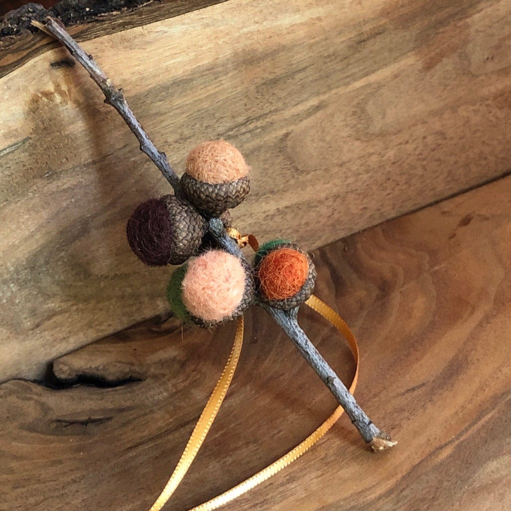 Acorn Stem | Felted | Brown & Green