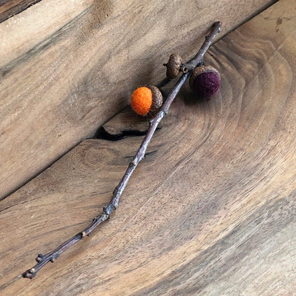 Acorn Stem | Felted | Burgundy & Orange