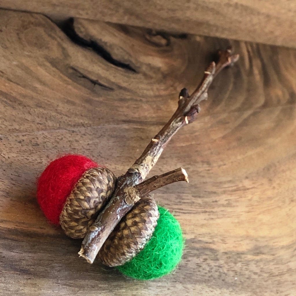 Acorn Stem | Felted | Green & Red