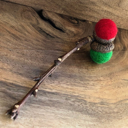 Acorn Stem | Felted | Green & Red