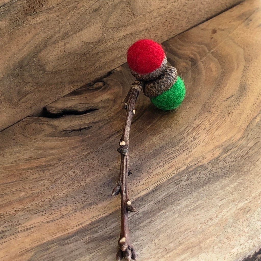 Acorn Stem | Felted | Green & Red