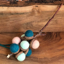 Acorn Stem | Felted | Turquoise & Peach