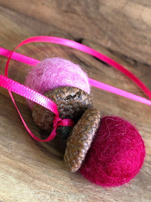 Double Felted Acorn | Fuchsia & Raspberry | Aromatherapy Diffuser