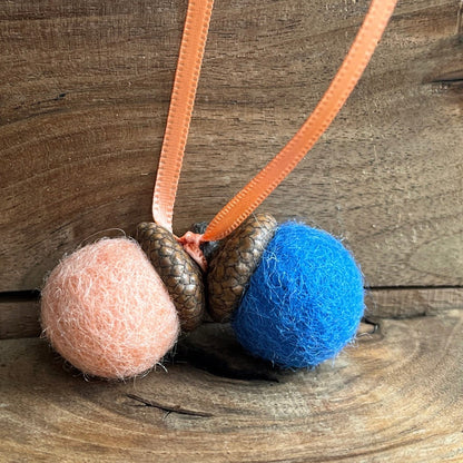 Double Felted Acorn | Peach & French Blue | Aromatherapy Diffuser