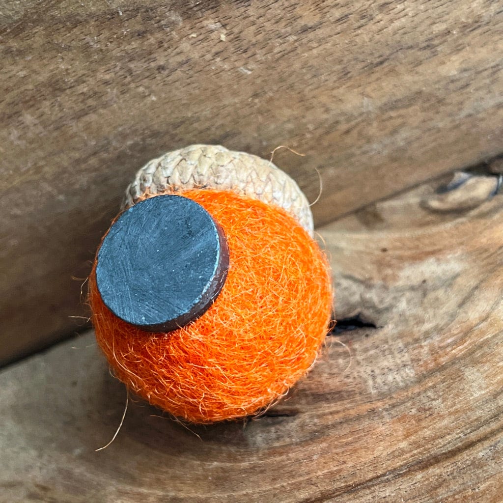Orange Acorn Magnet | Felted Essential Oil Diffuser