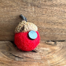 Red Acorn Magnet | Felted Essential Oil Diffuser