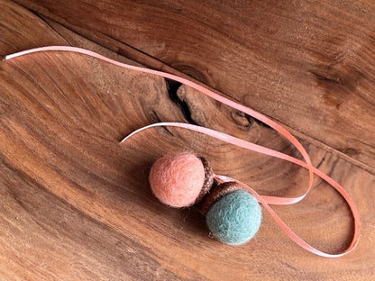 Set of 2 Double Felted Acorns | Mint & Peach | Aromatherapy Diffuser