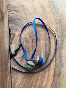 Tiny Double Felted Acorn | blue & Khaki | Aromatherapy Diffuser