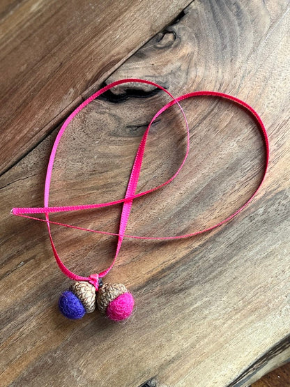 Tiny Double Felted Acorn | Raspberry & Purple | Aromatherapy Diffuser