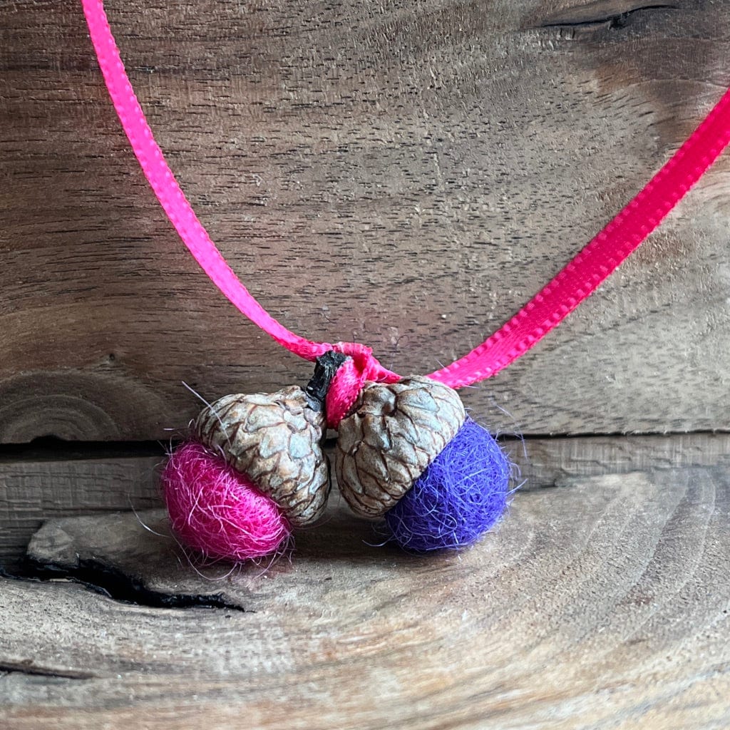 Tiny Double Felted Acorn | Raspberry & Purple | Aromatherapy Diffuser