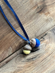 Tiny Double Felted Acorn | Royal Blue & Cream | Aromatherapy Diffuser