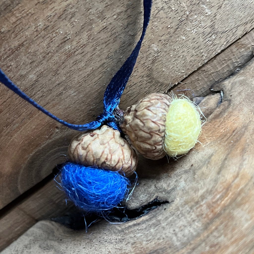 Tiny Double Felted Acorn | Royal Blue & Cream | Aromatherapy Diffuser