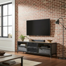 TV stand Ibiza in mango wood and raw steel